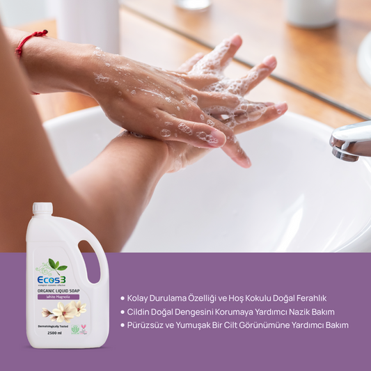 Sertifikalı Organik Sıvı Sabun - Beyaz Manolya - 2.5 lt
