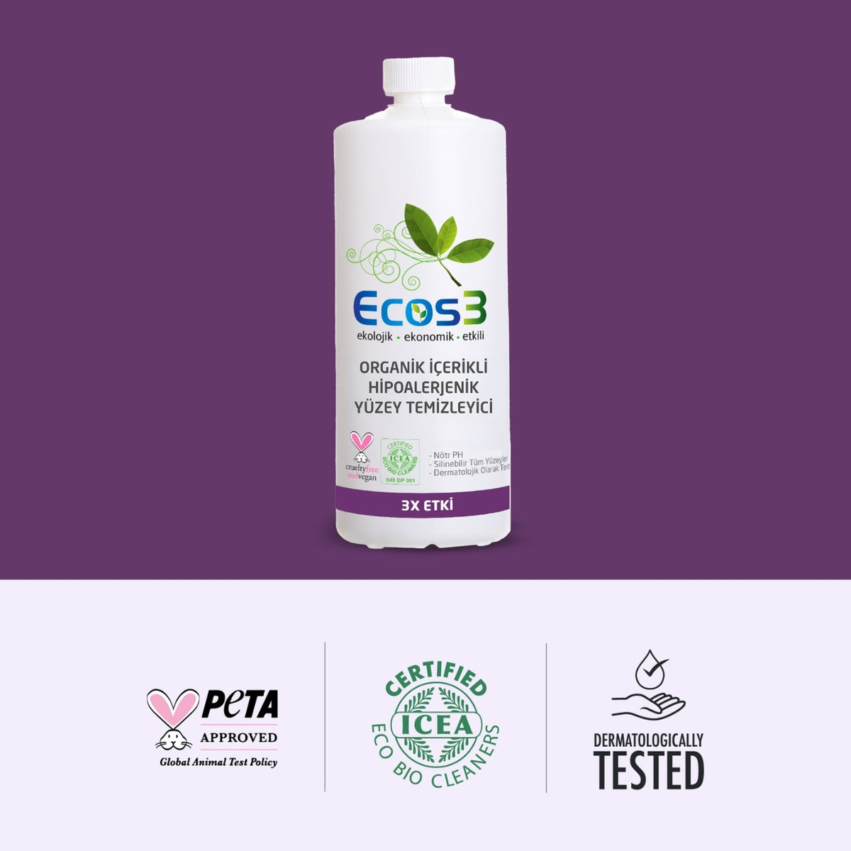 Ecos3 Organik İçerikli Hipoalerjenik Yüzey Temizleyici 1000 mL