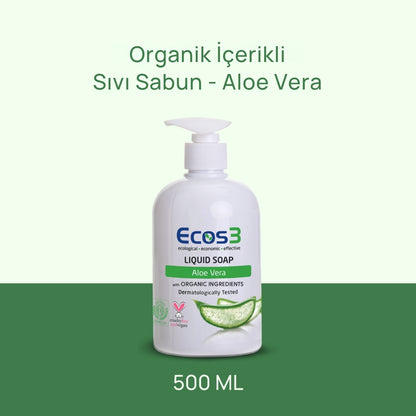 Ecos3 Organik İçerikli Sıvı Sabun – Aloe Vera 500 mL