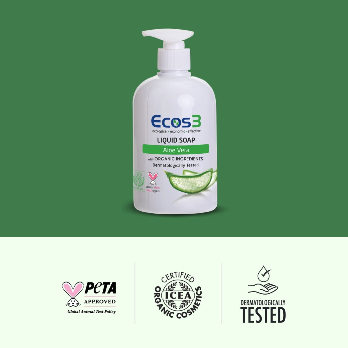 Ecos3 Organik İçerikli Sıvı Sabun – Aloe Vera 500 mL