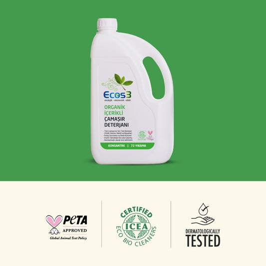 Ecos3 Organik İçerikli Çamaşır Deterjanı 2,5 L (72 Yıkama)