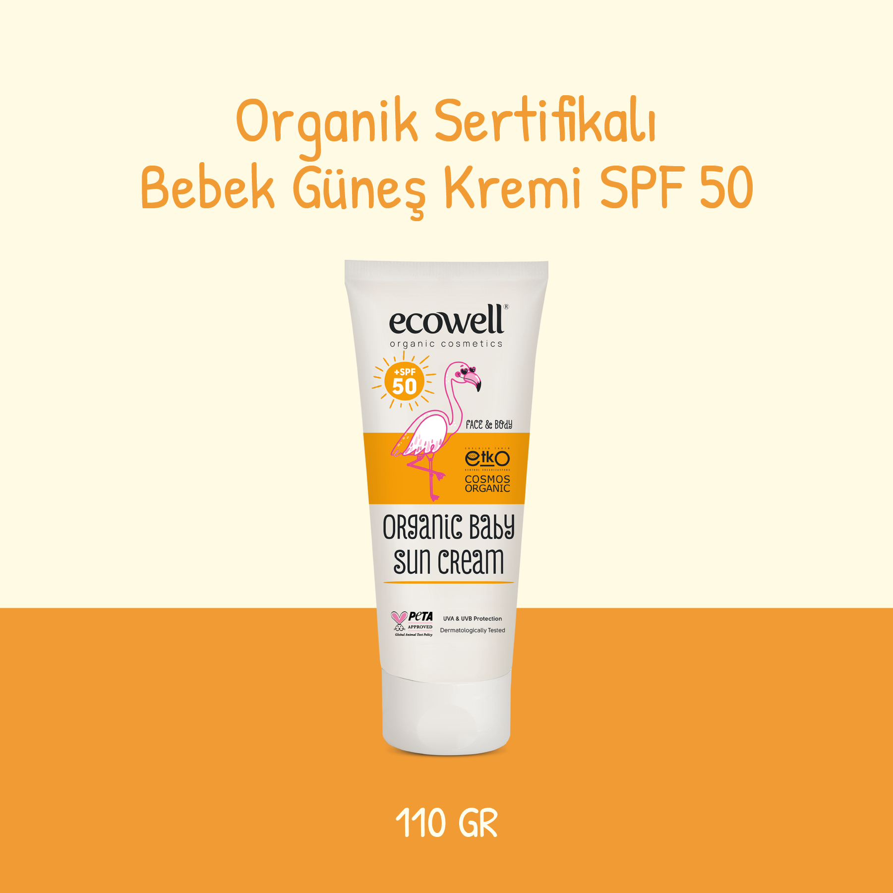 Sertifikalı Organik Bebek Güneş Kremi SPF 50 - 110 gr