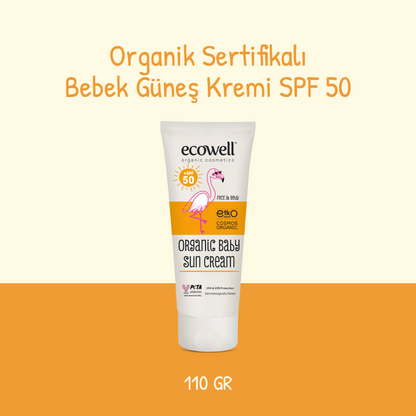 Sertifikalı Organik Bebek Güneş Kremi SPF 50 - 110 gr