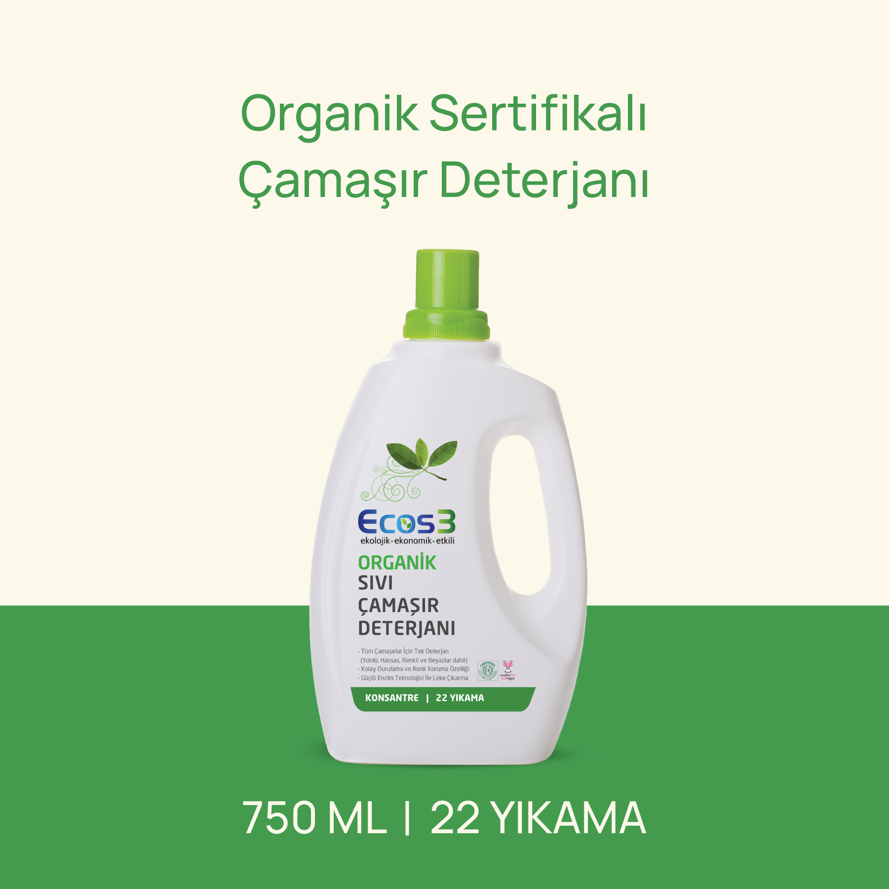 Sertifikalı Organik Çamaşır Deterjanı - 750 ml