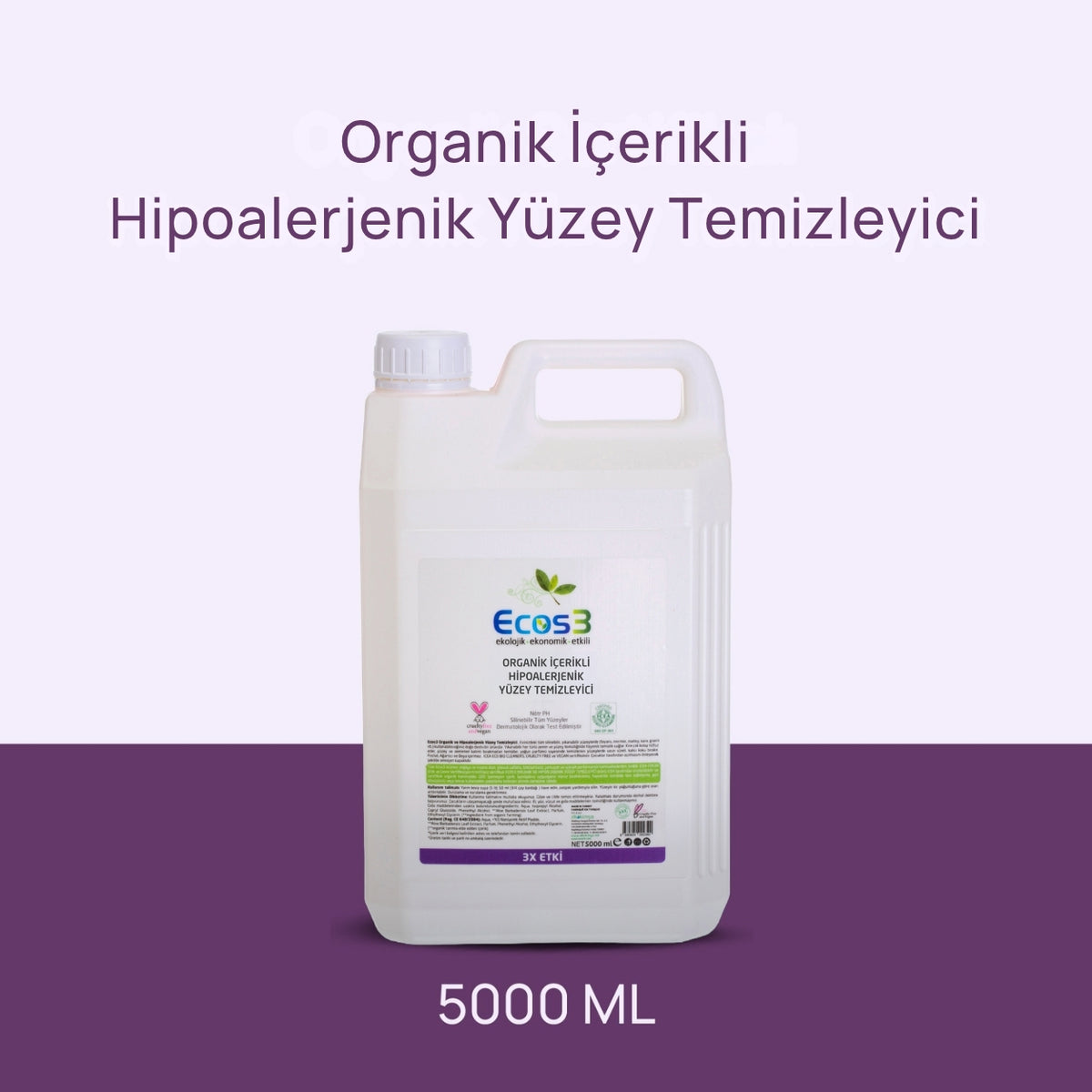 Ecos3 Organik İçerikli Hipoalerjenik Yüzey Temizleyici 5 L