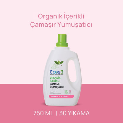 Ecos3 Organik İçerikli Çamaşır Yumuşatıcı 750 mL (30 Yıkama)