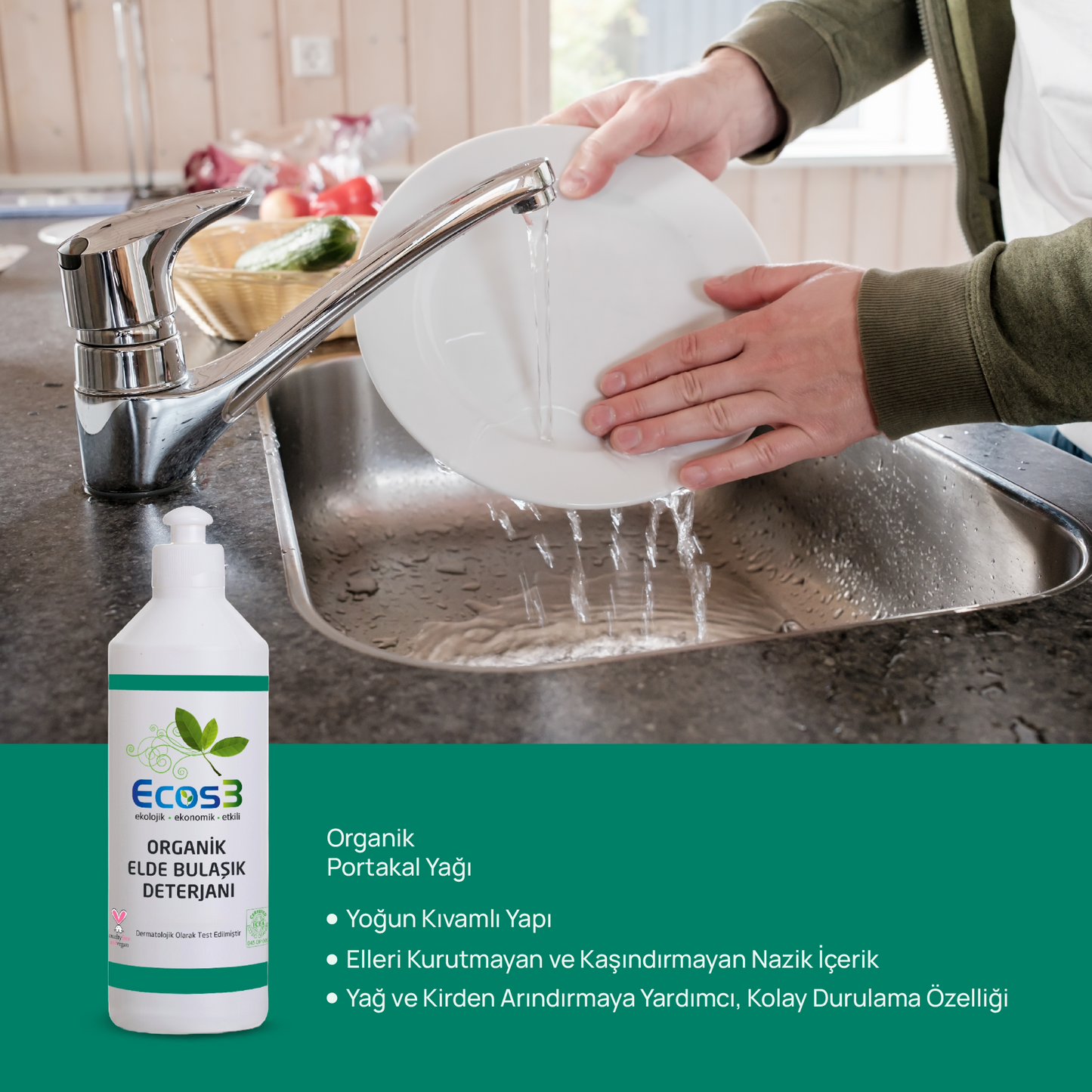 Sertifikalı Organik Elde Bulaşık Deterjanı - 500 ml