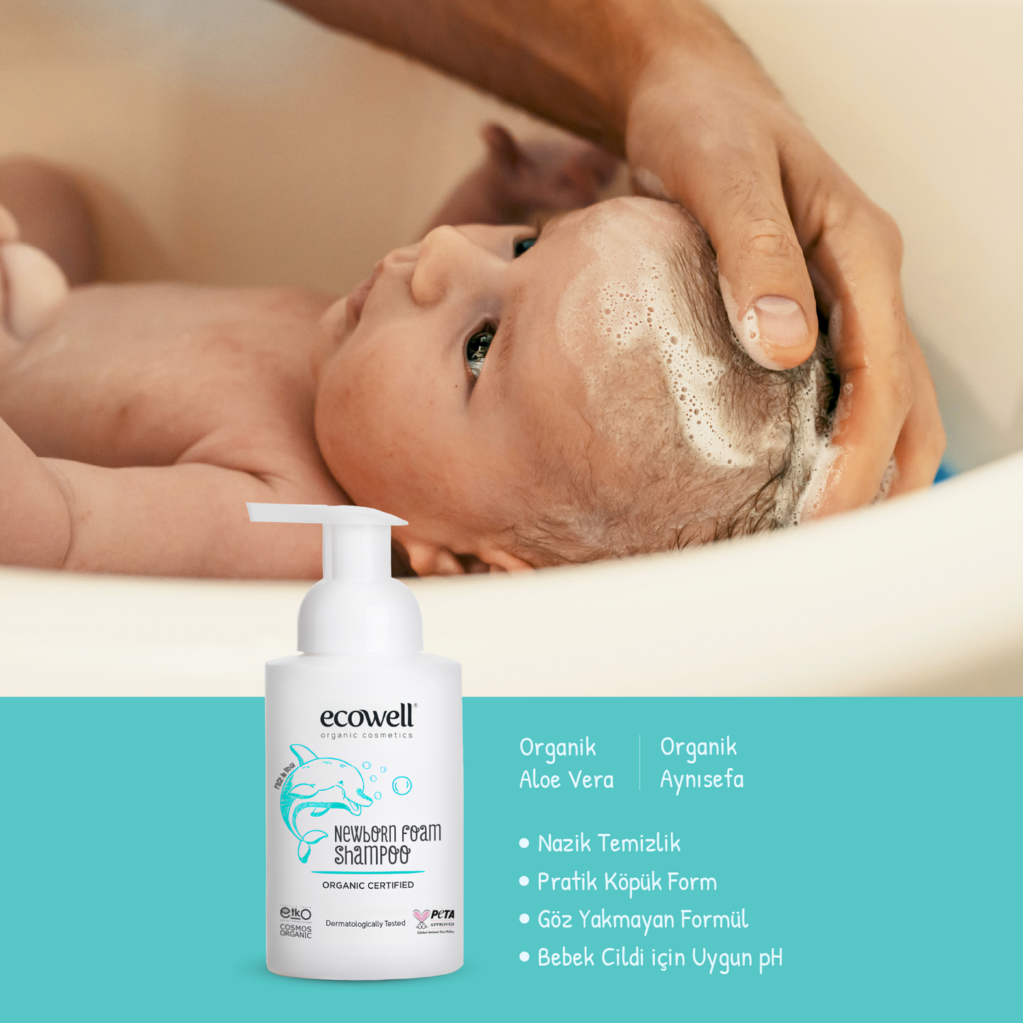 Sertifikalı Organik Yenidoğan Köpük Şampuan - 300 ml