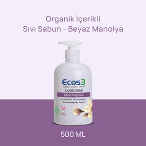 Ecos3 Organik İçerikli Sıvı Sabun – Beyaz Manolya 500 mL