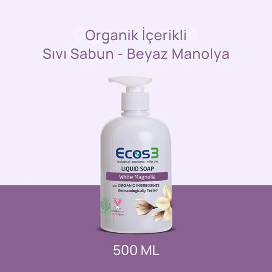 Ecos3 Organik İçerikli Sıvı Sabun – Beyaz Manolya 500 mL