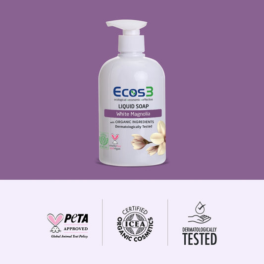 Ecos3 Organik İçerikli Sıvı Sabun – Beyaz Manolya 500 mL