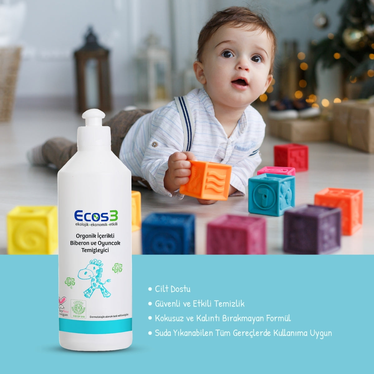 Ecos3 Organik İçerikli Biberon ve Oyuncak Temizleyici 500 mL