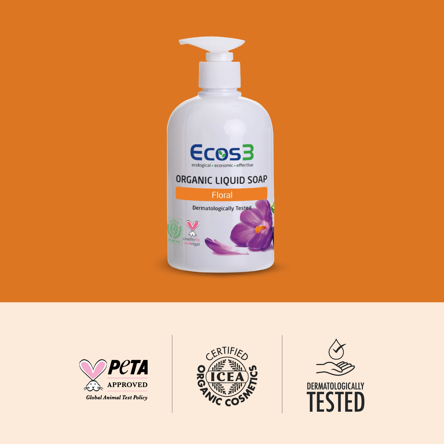 Sertifikalı Organik Sıvı Sabun - Floral - 500 ml