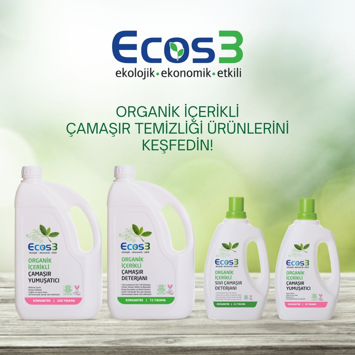 Ecos3 Organik İçerikli Çamaşır Yumuşatıcı 750 mL (30 Yıkama)