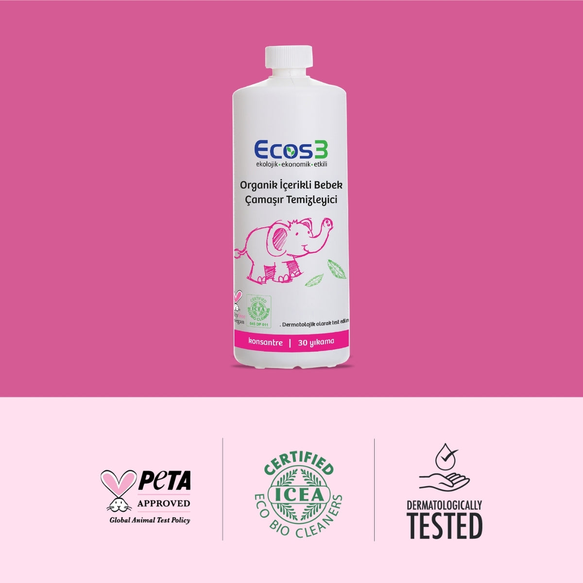 Ecos3 Organik İçerikli Bebek Çamaşır Temizleyici 1050 mL (30 Yıkama)