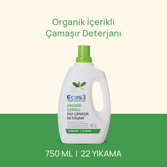 Ecos3 Organik İçerikli Çamaşır Deterjanı 750 mL (22 Yıkama)