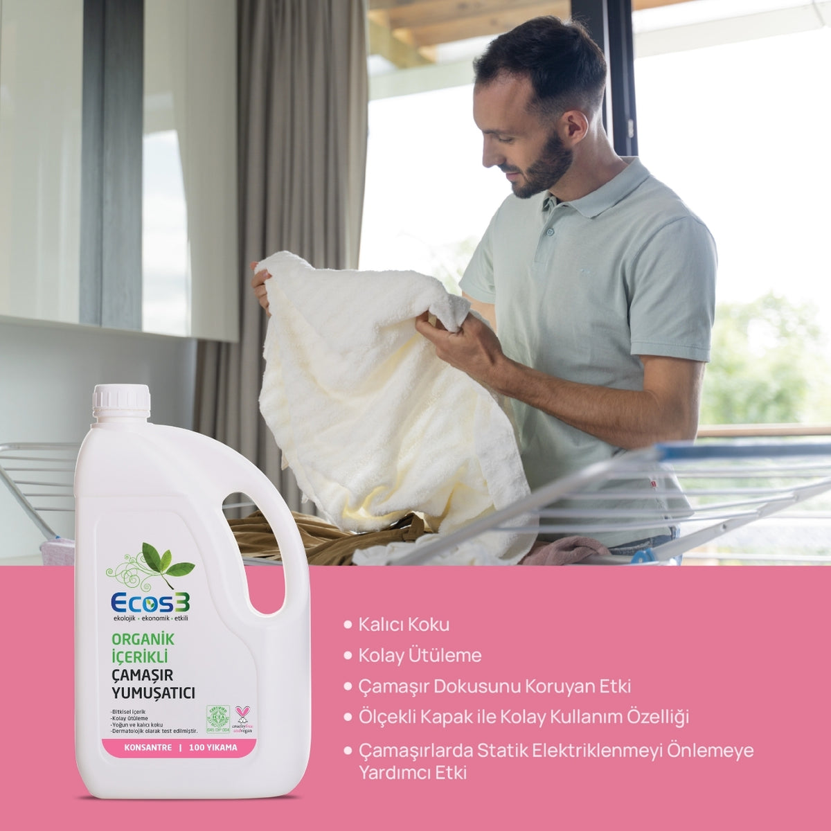 Ecos3 Organik İçerikli Çamaşır Yumuşatıcı 2.5 L (100 Yıkama)