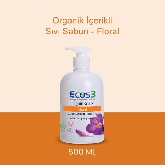 Ecos3 Organik İçerikli Sıvı Sabun – Floral 500 mL