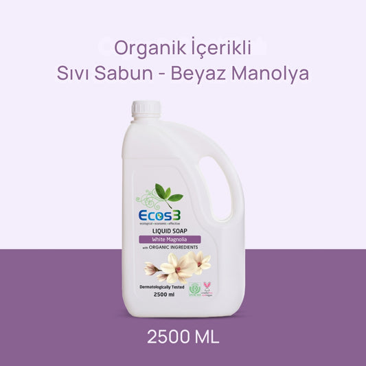 Ecos3 Organik İçerikli Sıvı Sabun – Beyaz Manolya 2,5 L