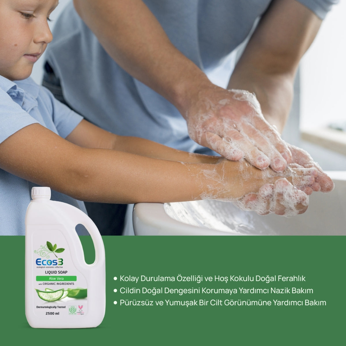 Ecos3 Organik İçerikli Sıvı Sabun – Aloe Vera 2,5 L