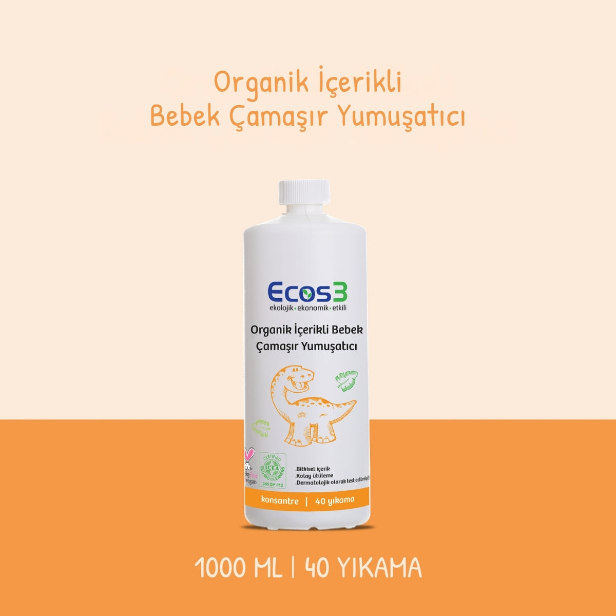 Ecos3 Organik İçerikli Bebek Çamaşır Yumuşatıcı 1000 mL (40 Yıkama)