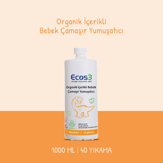 Ecos3 Organik İçerikli Bebek Çamaşır Yumuşatıcı 1000 mL (40 Yıkama)