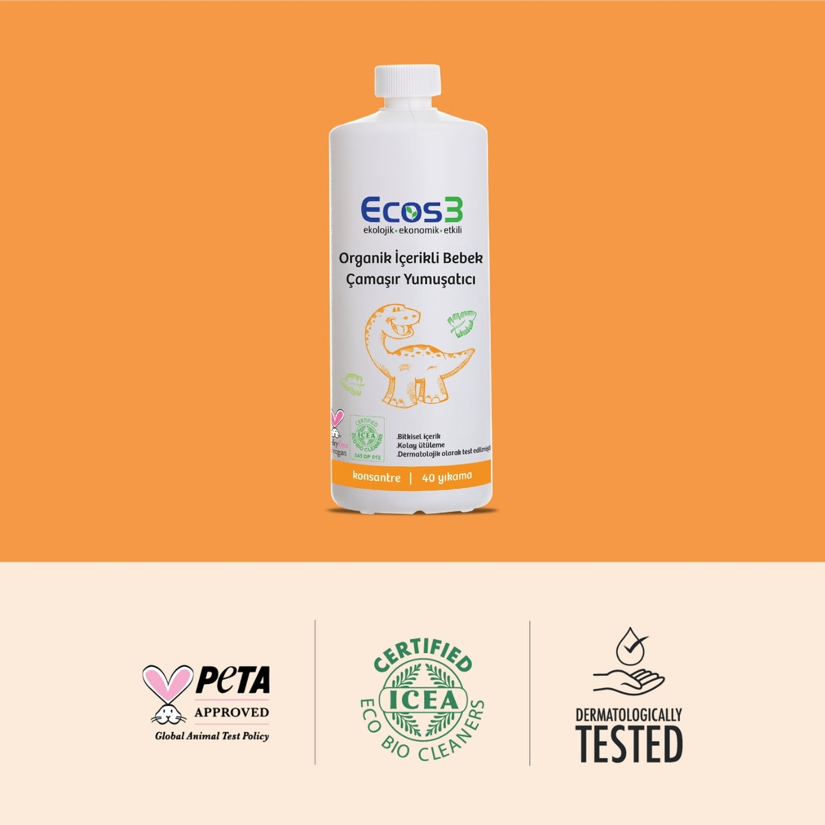 Ecos3 Organik İçerikli Bebek Çamaşır Yumuşatıcı 1000 mL (40 Yıkama)