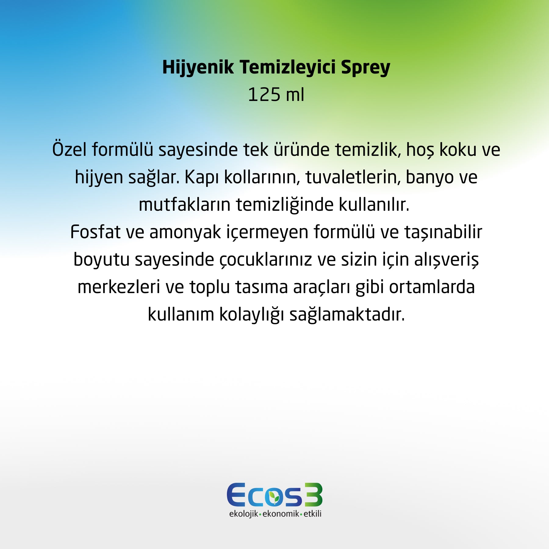 Hijyenik Temizleyici Sprey - 125 ml