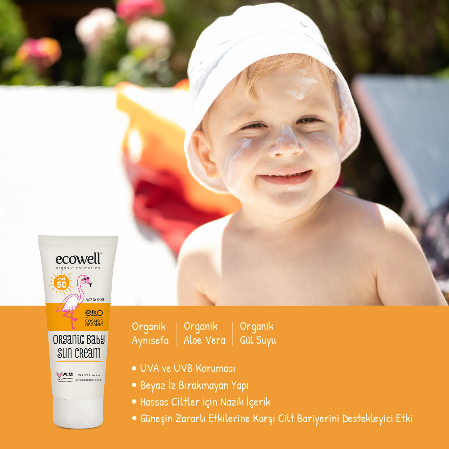 Sertifikalı Organik Bebek Güneş Kremi SPF 50 - 110 gr