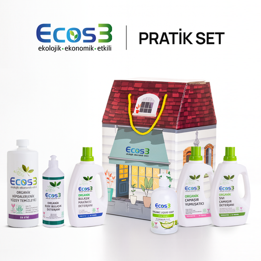 Sertifikalı Organik Pratik Set | 6’lı Doğal Temizlik Seti Deterjan, Yumuşatıcı, Sabun ve Yüzey Temizleyici