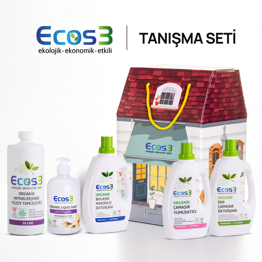 Sertifikalı Organik Tanışma Seti | 5’li Doğal Temizlik Seti Deterjan, Yumuşatıcı, Sabun ve Yüzey Temizleyici