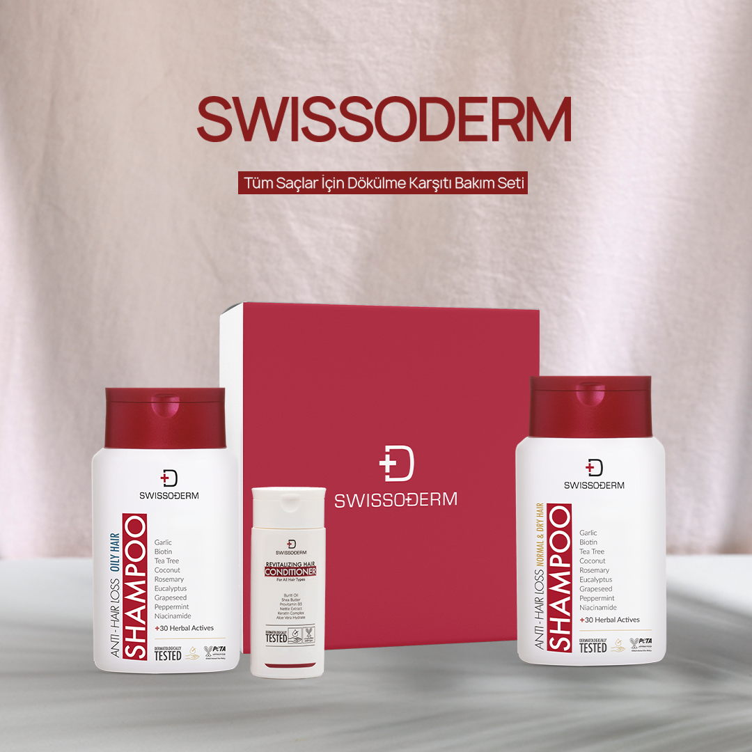 Doğal İçerikli Swissoderm Tüm Saçlar İçin Dökülme Karşıtı Bakım Seti